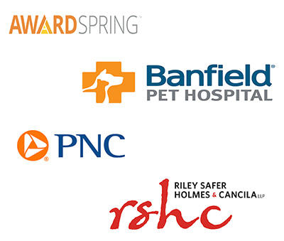 Empower event gold sponsor logos for Award Spring, Banfield Pet Hospital, PNC, and RSHC