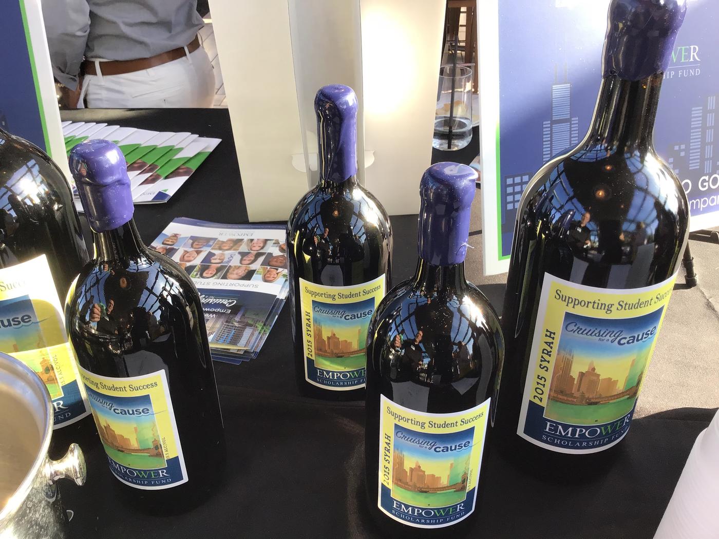 Wine bottles on a table